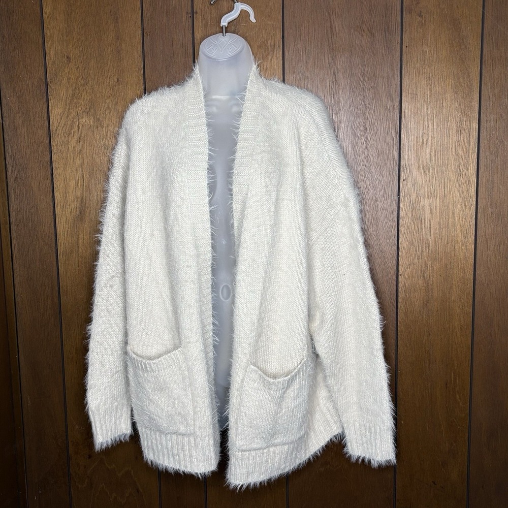 American Eagle Cardigan Sweater Womens S Cream Fuzzy Soft Cozy Boho Fairy Office